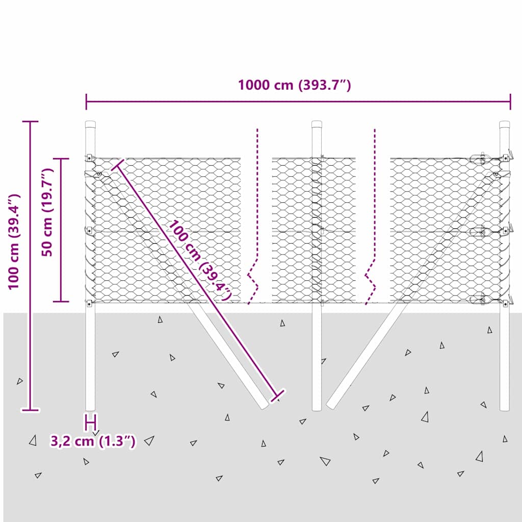 Ground Fix Geschweißter Drahtzaun 10 x 0,5 m (B x H)