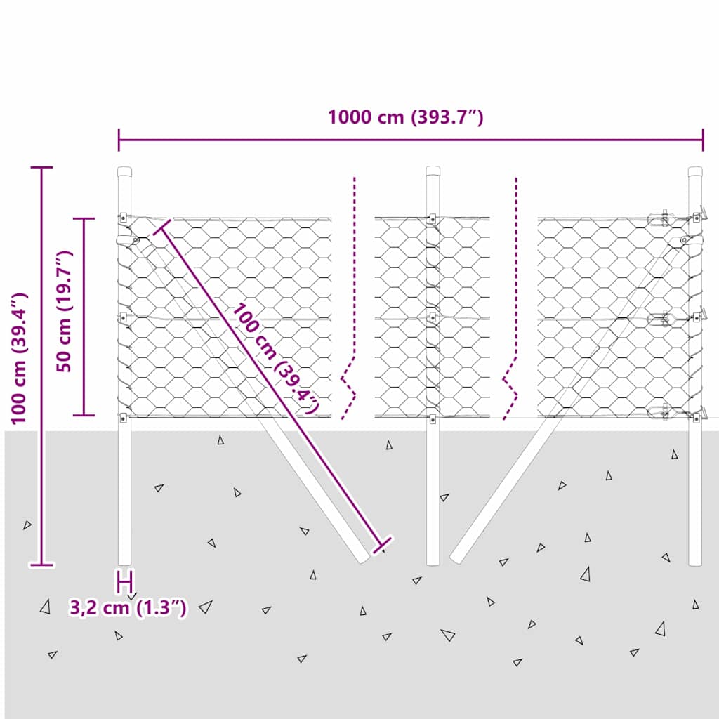Ground Fix Geschweißter Drahtzaun 10 x 0,5 m (B x H)
