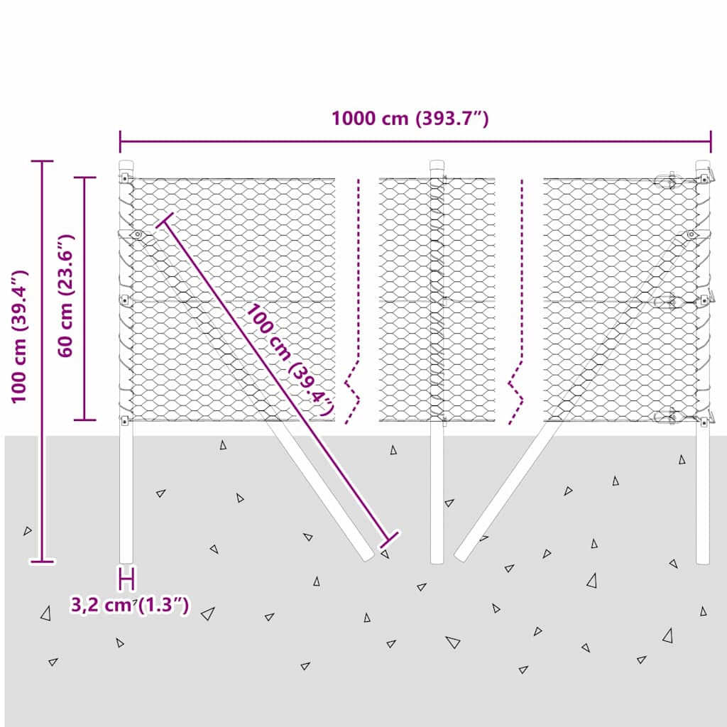 Ground Fix Geschweißter Drahtzaun 10 x 0,6 m (B x H)