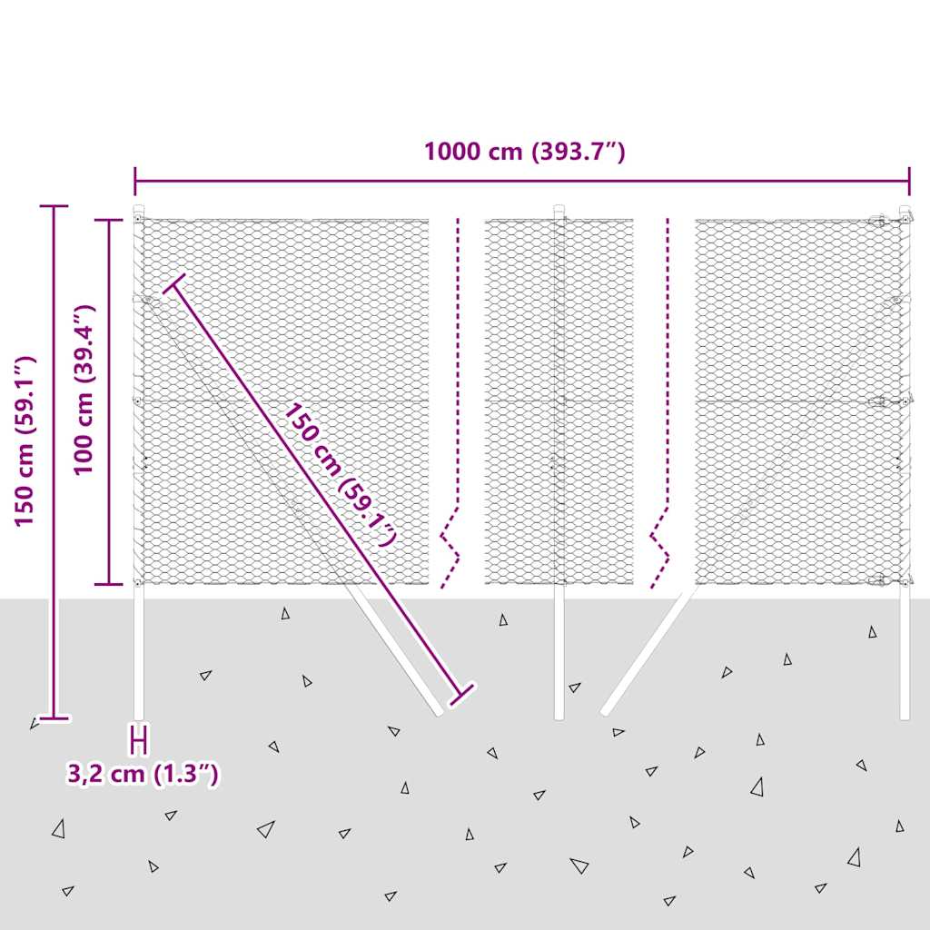 Ground Fix Geschweißter Drahtzaun 10 x 1 m (B x H)