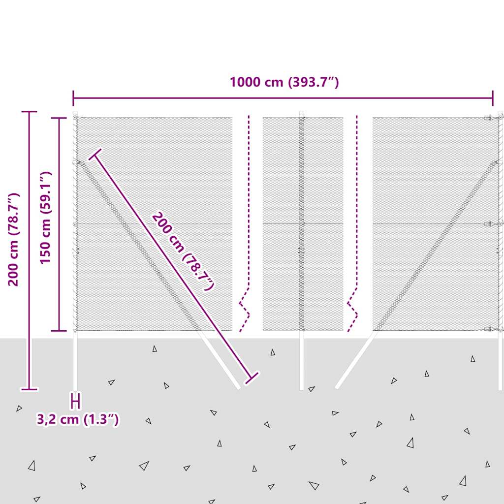 Ground Fix Geschweißter Drahtzaun 10 x 1,5 m (B x H)