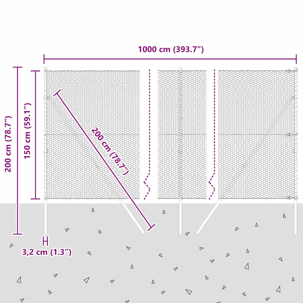 Ground Fix Geschweißter Drahtzaun 10 x 1,5 m (B x H)