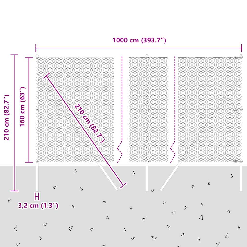 Ground Fix Geschweißter Drahtzaun 10 x 1,6 m (B x H)