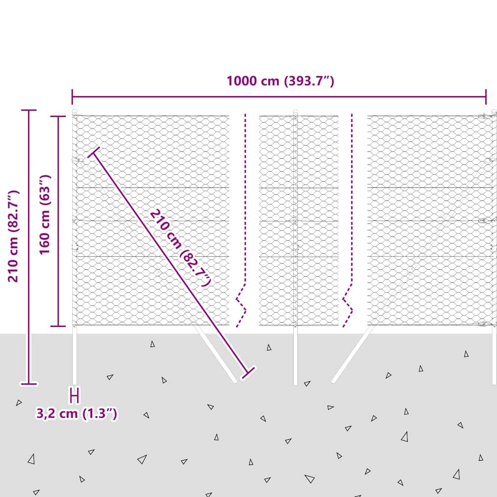 Ground Fix Geschweißter Drahtzaun 10 x 1,6 m (B x H)