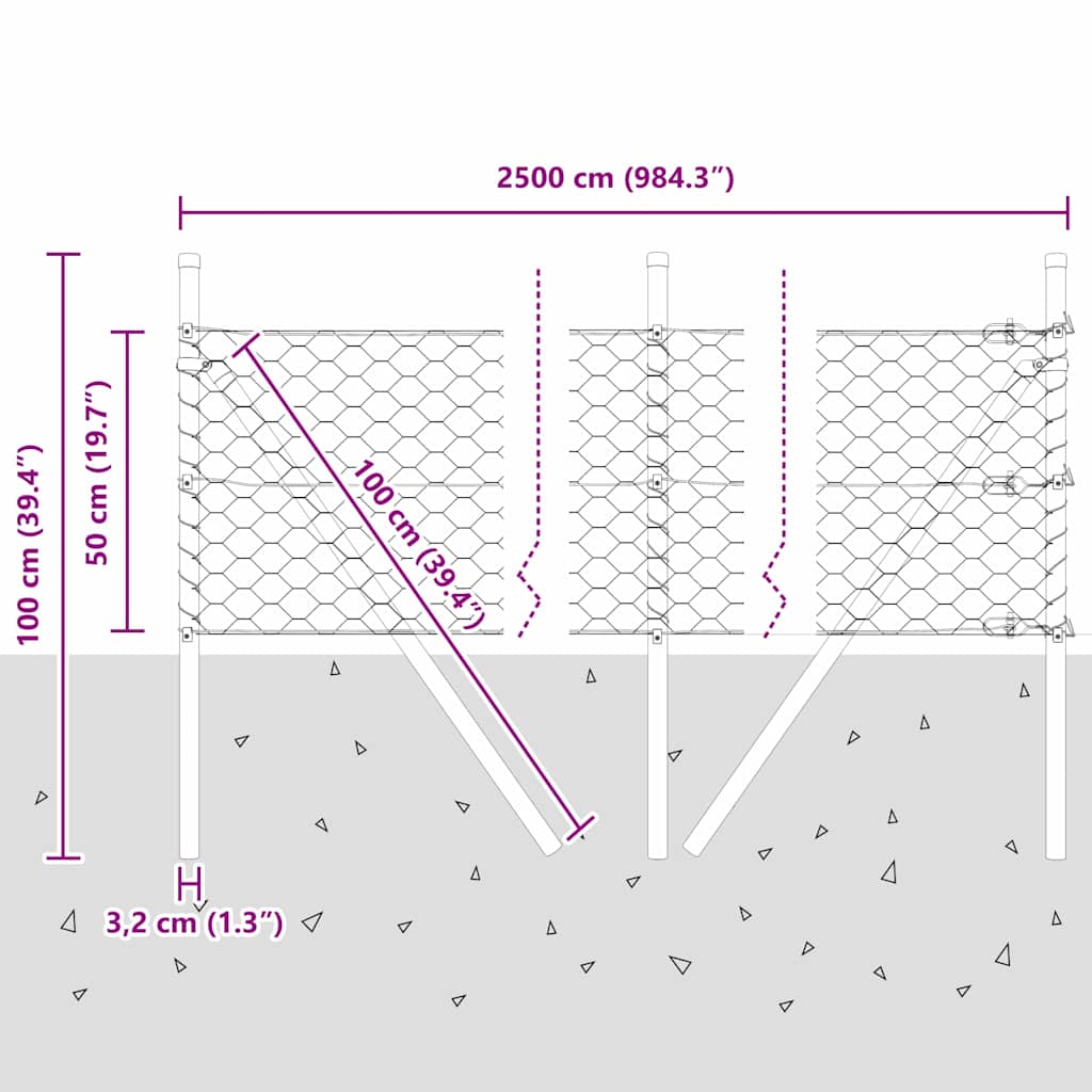 Ground Fix Geschweißter Drahtzaun 25 x 0,5 m (B x H)