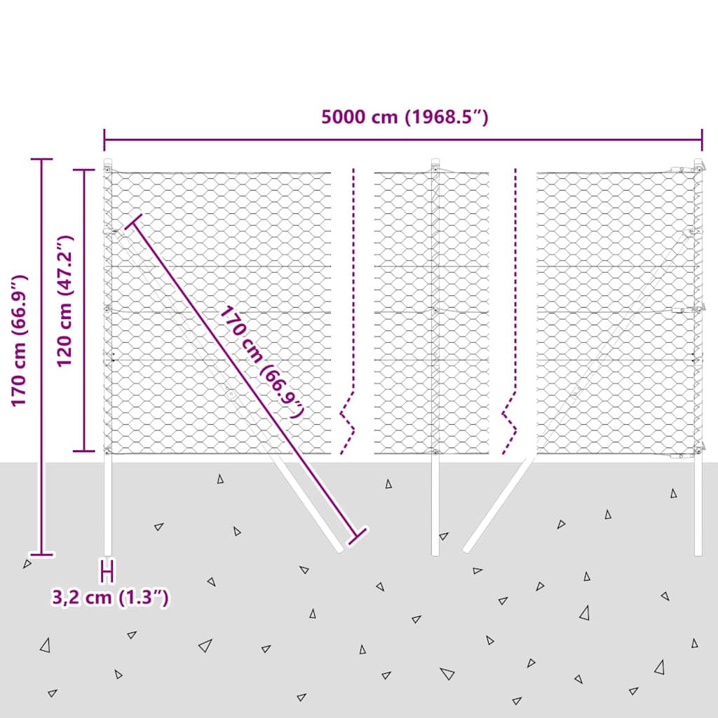 Ground Fix Geschweißter Drahtzaun 50 x 1,2 m (B x H)