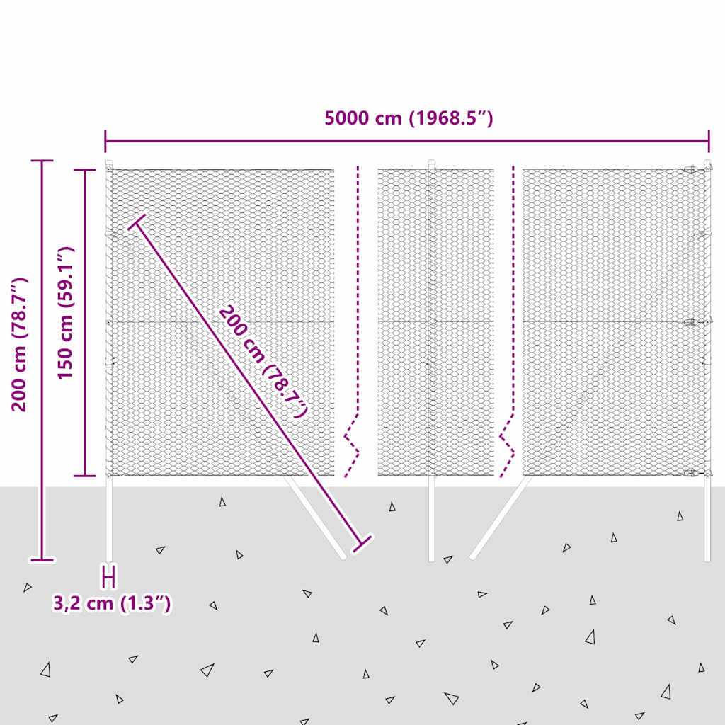 Ground Fix Geschweißter Drahtzaun 50 x 1,5 m (B x H)