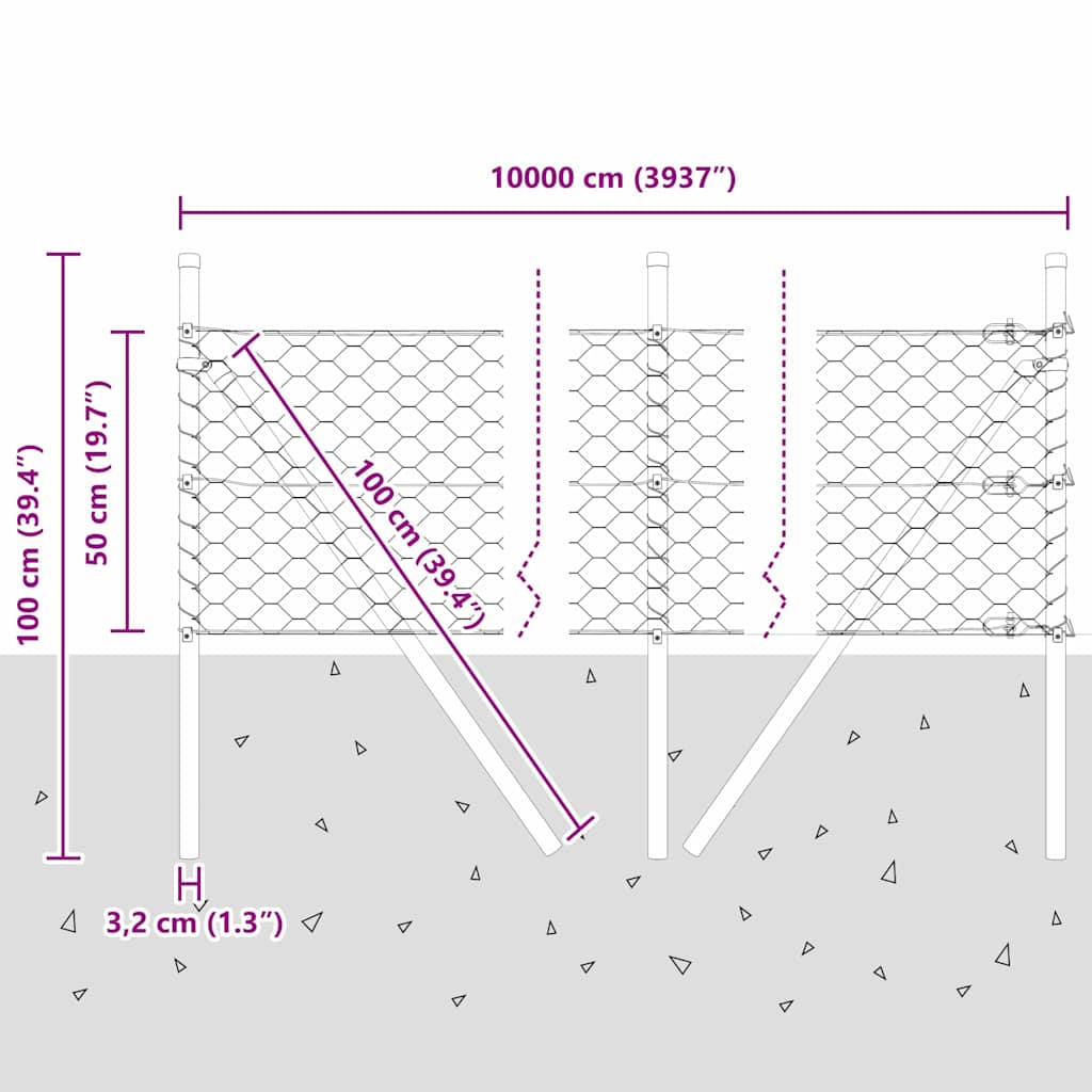 Ground Fix Geschweißter Drahtzaun 100 x 0,5 m (B x H)