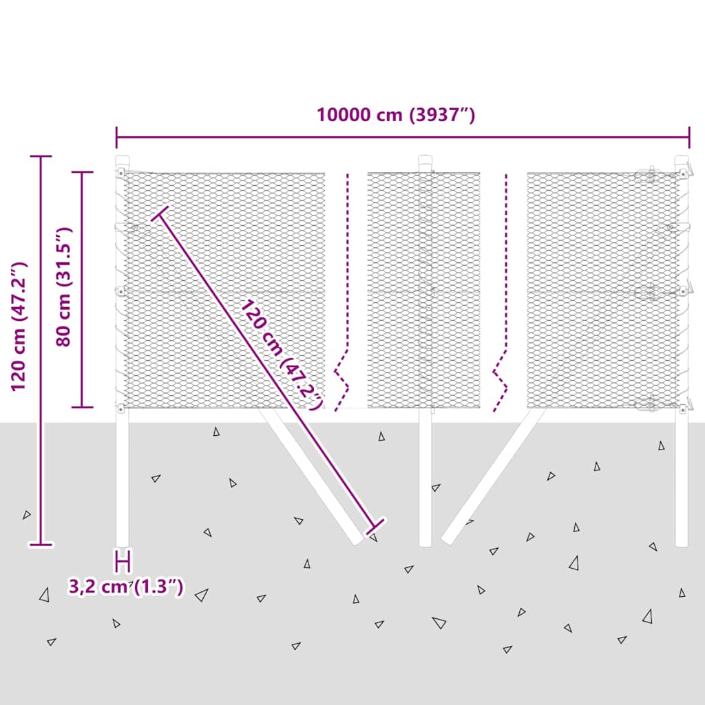 Ground Fix Geschweißter Drahtzaun 100 x 0,8 m (B x H)