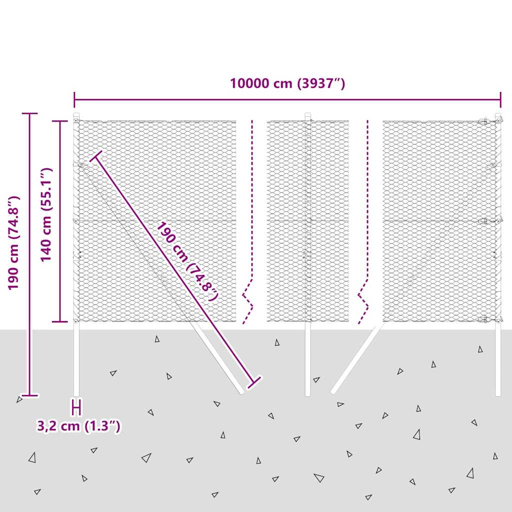 Ground Fix Geschweißter Drahtzaun 100 x 1,4 m (B x H)