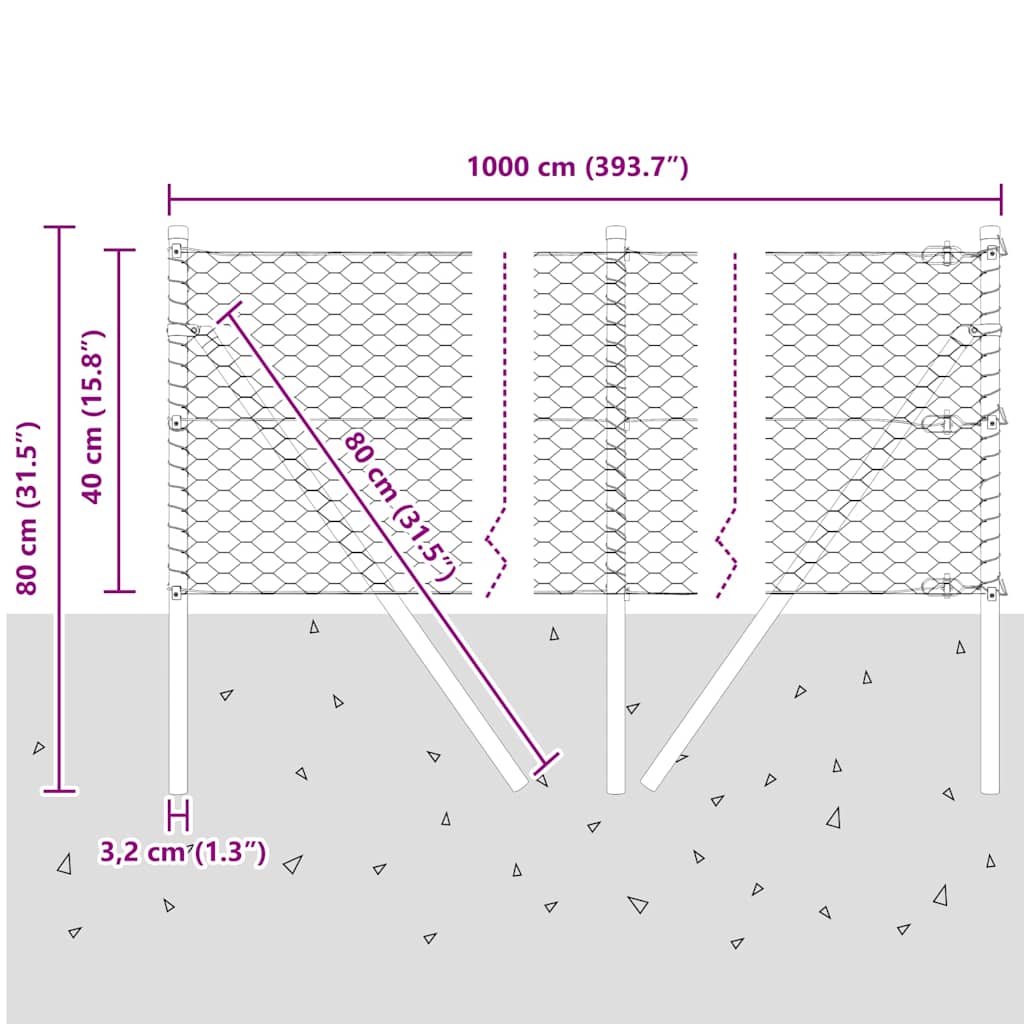 Ground Fix Geschweißter Drahtzaun 10 x 0,4 m (B x H)