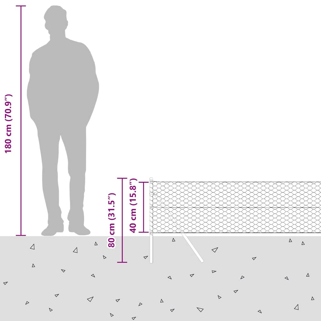 Ground Fix Geschweißter Drahtzaun 10 x 0,4 m (B x H)
