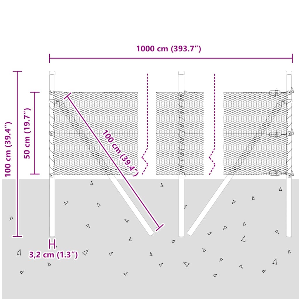 Ground Fix Geschweißter Drahtzaun 10 x 0,5 m (B x H)