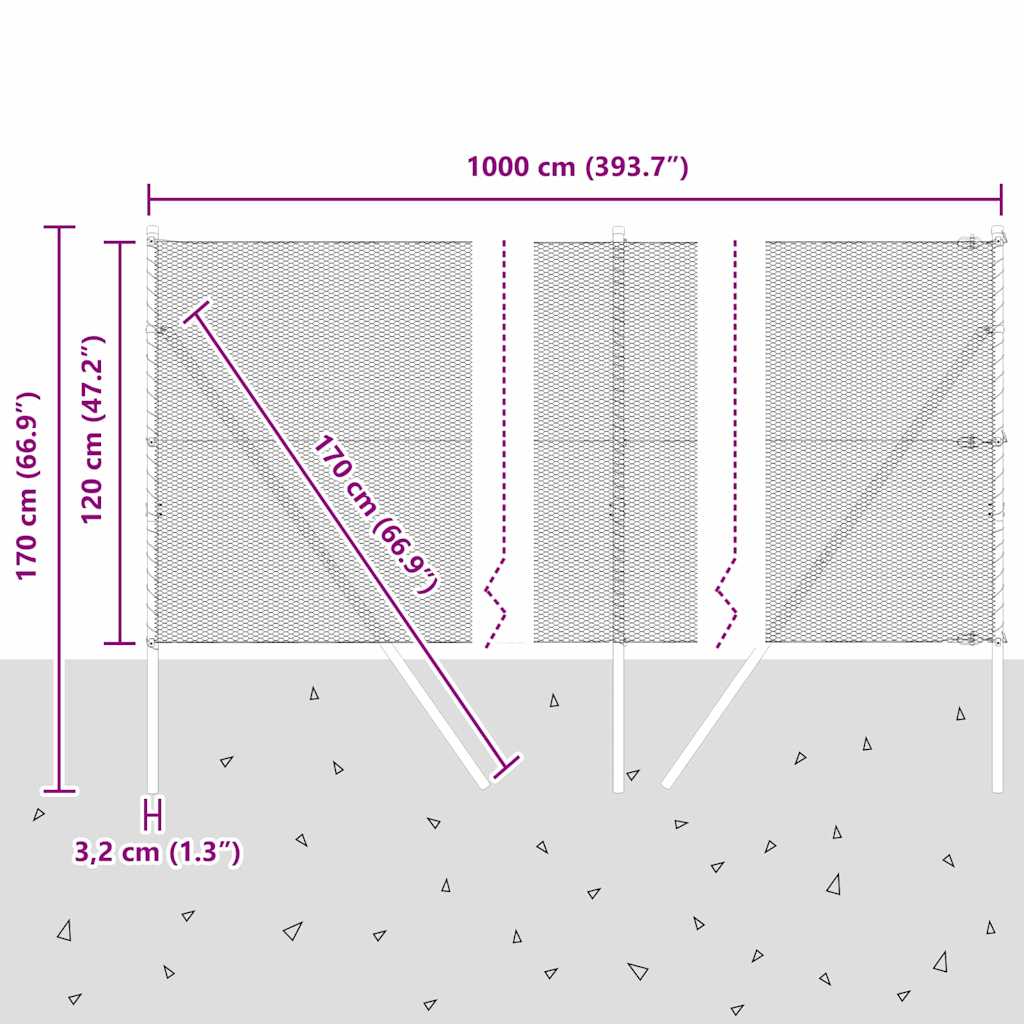 Ground Fix Geschweißter Drahtzaun 10 x 1,2 m (B x H)