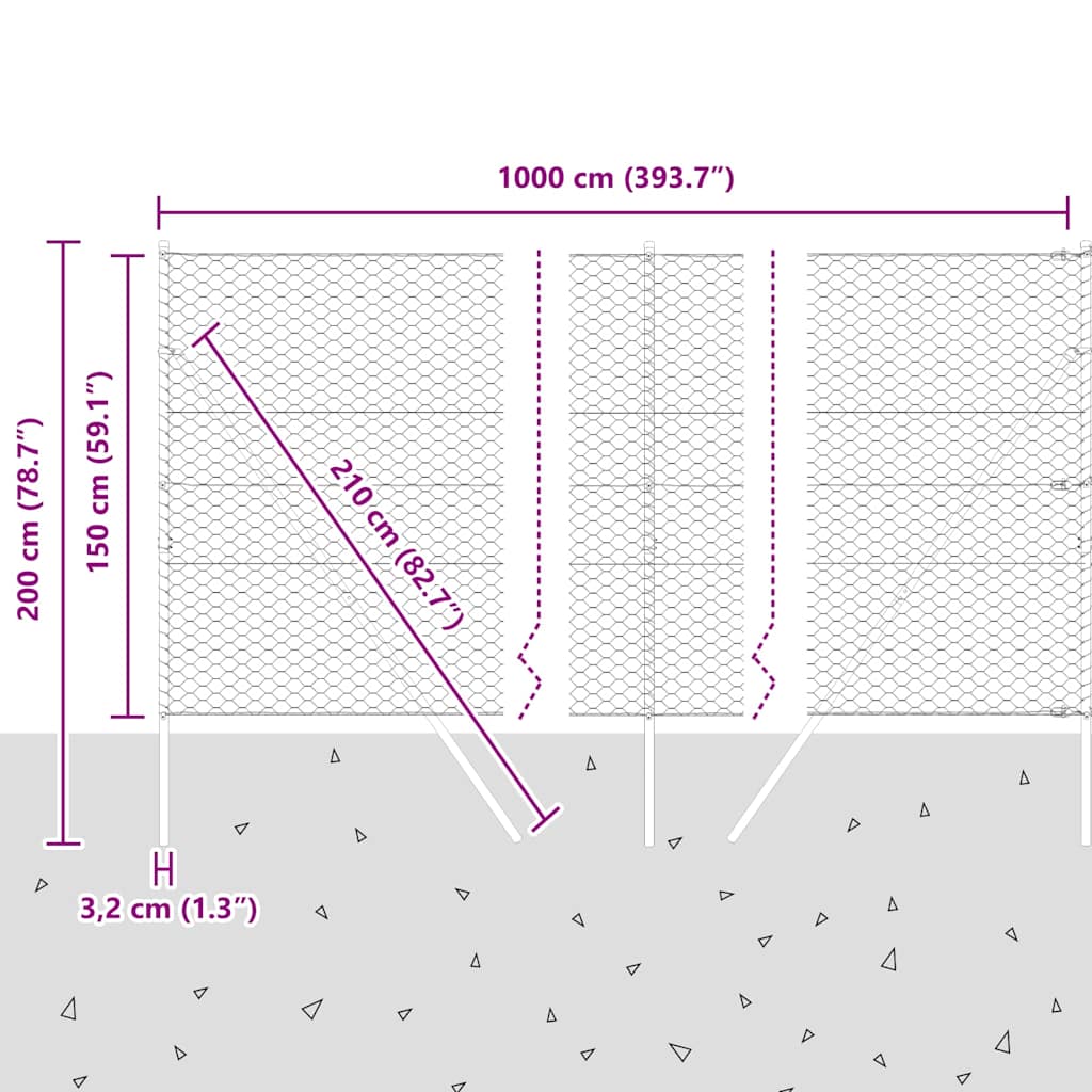 Ground Fix Geschweißter Drahtzaun 10 x 1,5 m (B x H)