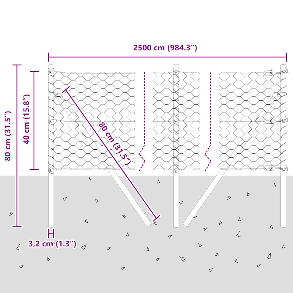 Ground Fix Geschweißter Drahtzaun 25 x 0,4 m (B x H)