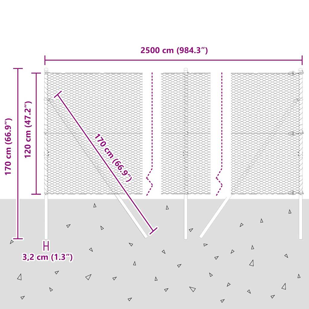 Ground Fix Geschweißter Drahtzaun 25 x 1,2 m (B x H)