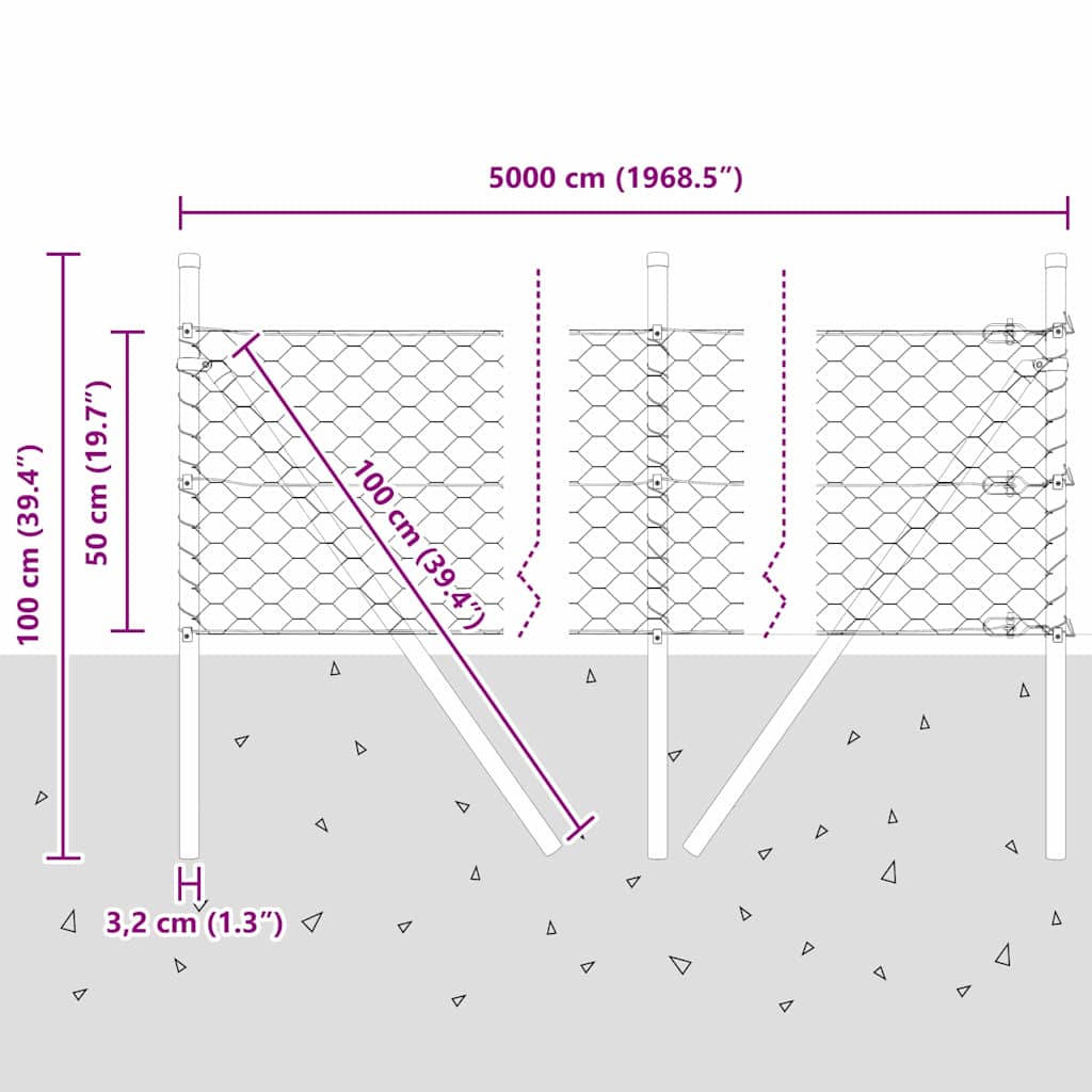 Ground Fix Geschweißter Drahtzaun 50 x 0,5 m (B x H)
