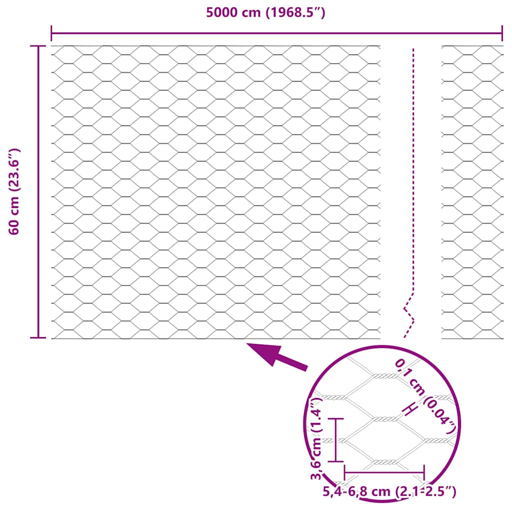 Ground Fix Geschweißter Drahtzaun 50 x 0,6 m (B x H)
