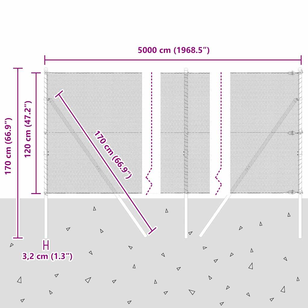 Ground Fix Geschweißter Drahtzaun 50 x 1,2 m (B x H)