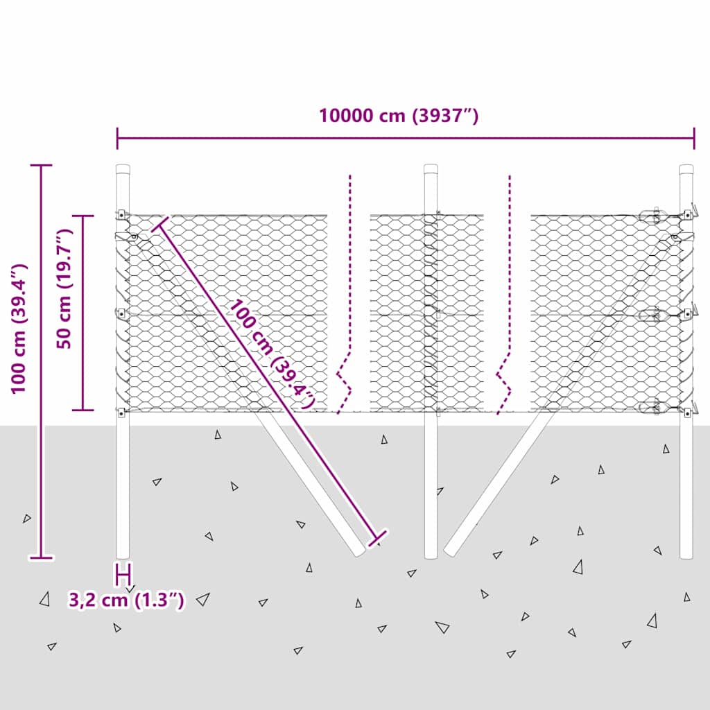 Ground Fix Geschweißter Drahtzaun 100 x 0,5 m (B x H)