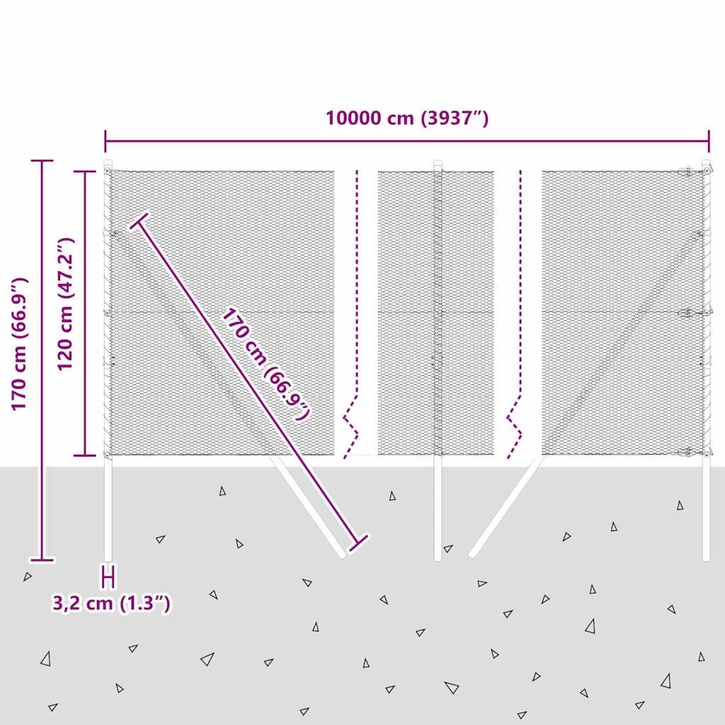 Ground Fix Geschweißter Drahtzaun 100 x 1,2 m (B x H)