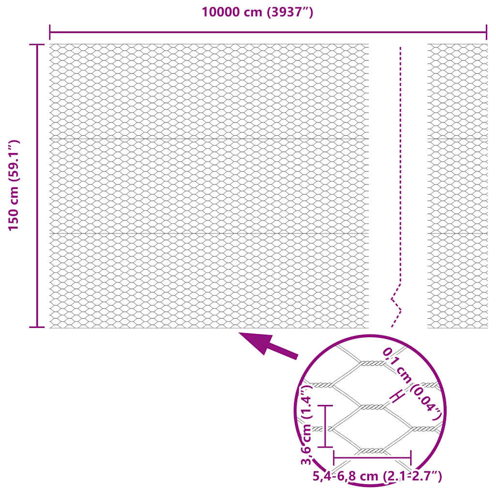 Bodenmontierter Sechseckzaun 100 x 1,5 m Grau Netz