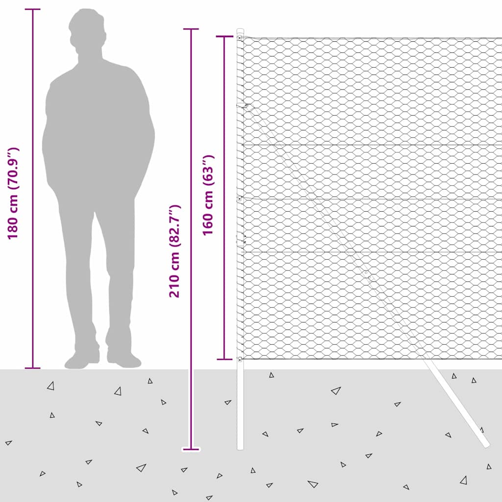 Bodenmontierter Sechseckzaun 100 x 1,6 m Grau Netz
