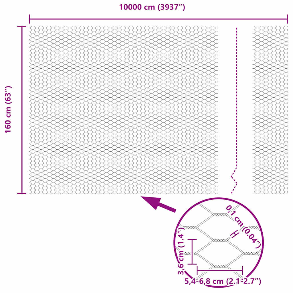 Bodenmontierter Sechseckzaun 100 x 1,6 m Grau Netz