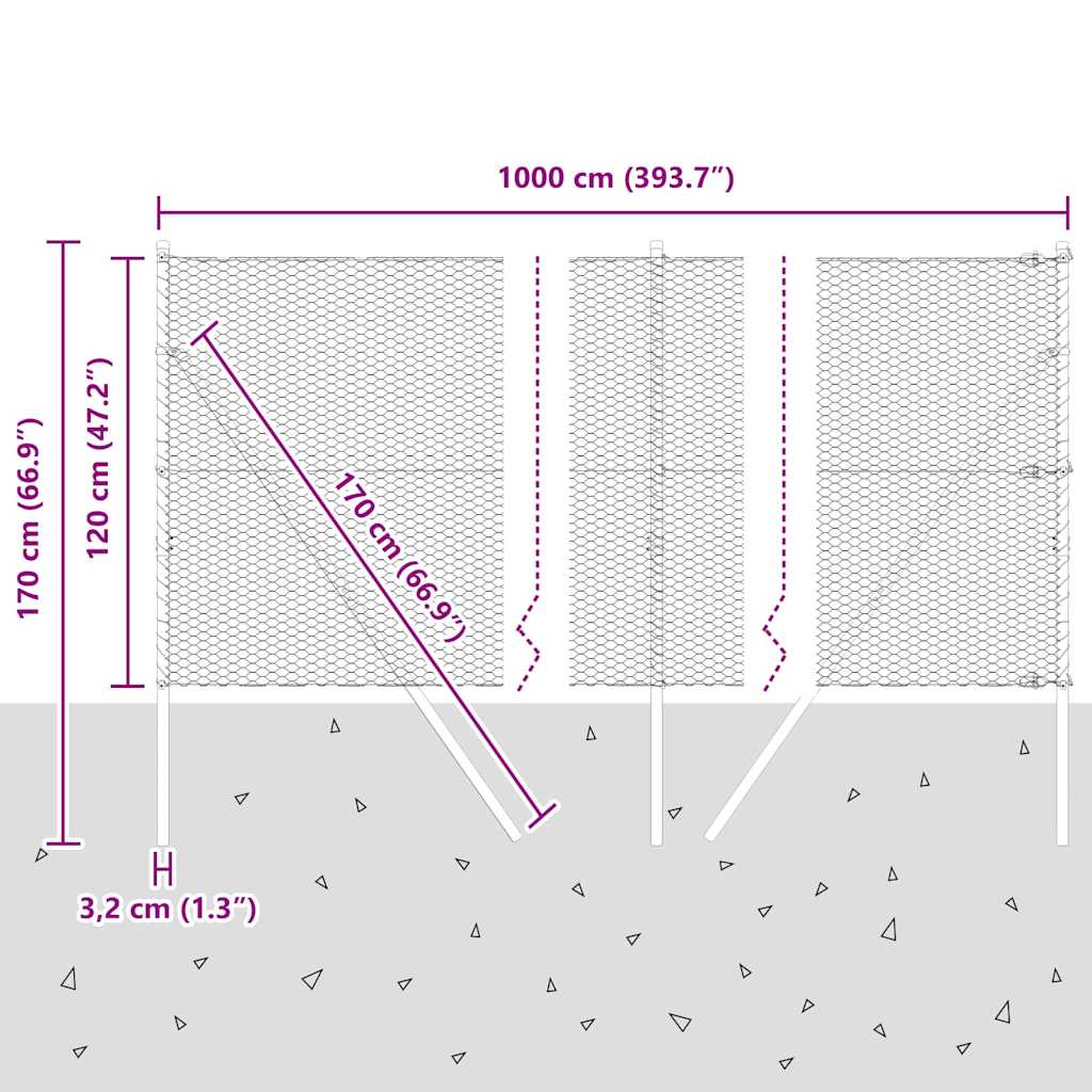 Ground Fix Geschweißter Drahtzaun 10 x 1,2 m (B x H)