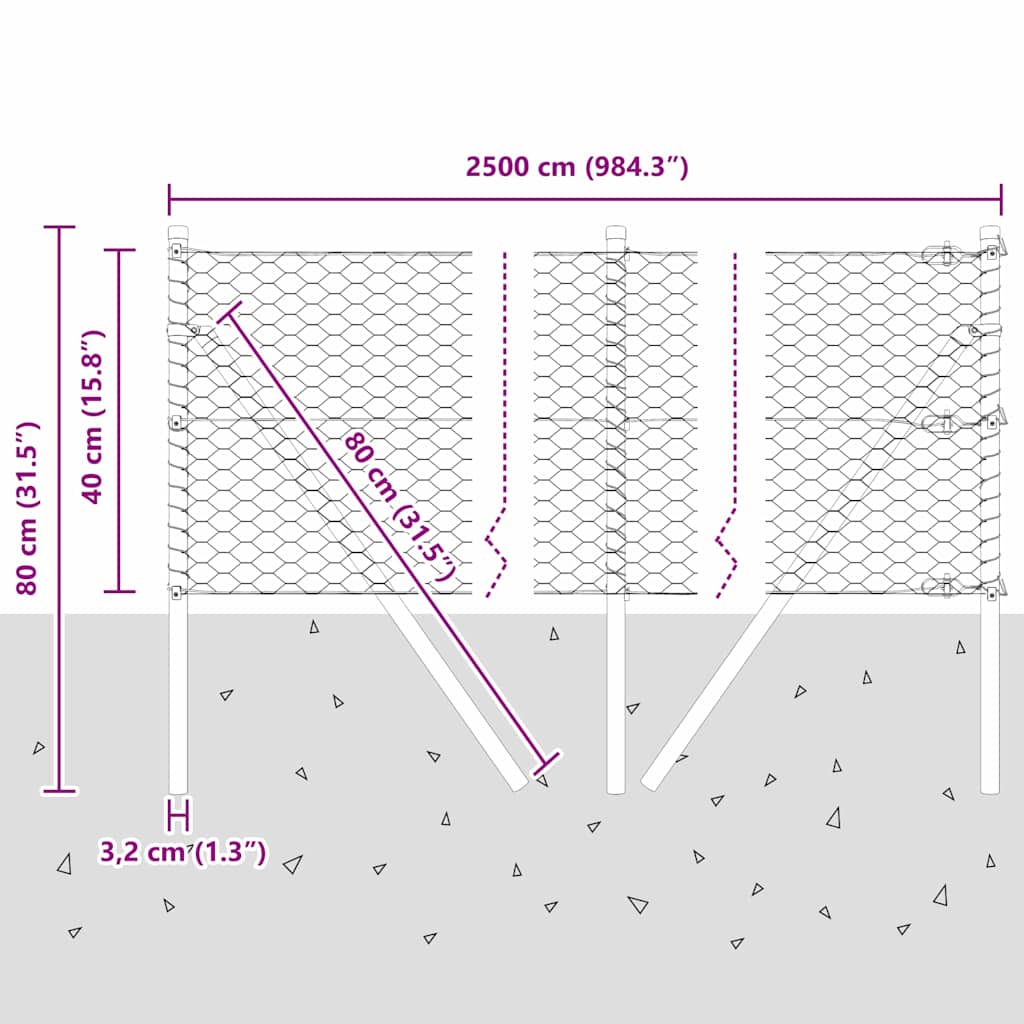 Ground Fix Geschweißter Drahtzaun 25 x 0,4 m (B x H)