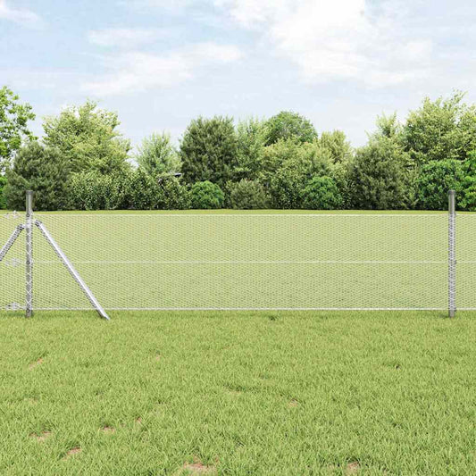 Bodenmontierter Sechseckzaun 25 x 0,8 m Verzinkter Stahl Silber