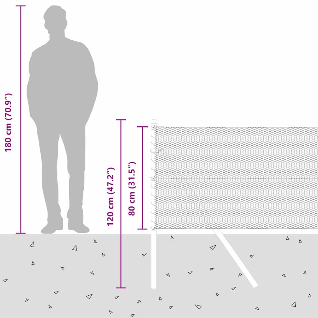 Ground Fix Geschweißter Drahtzaun 25 x 0,8 m (B x H)