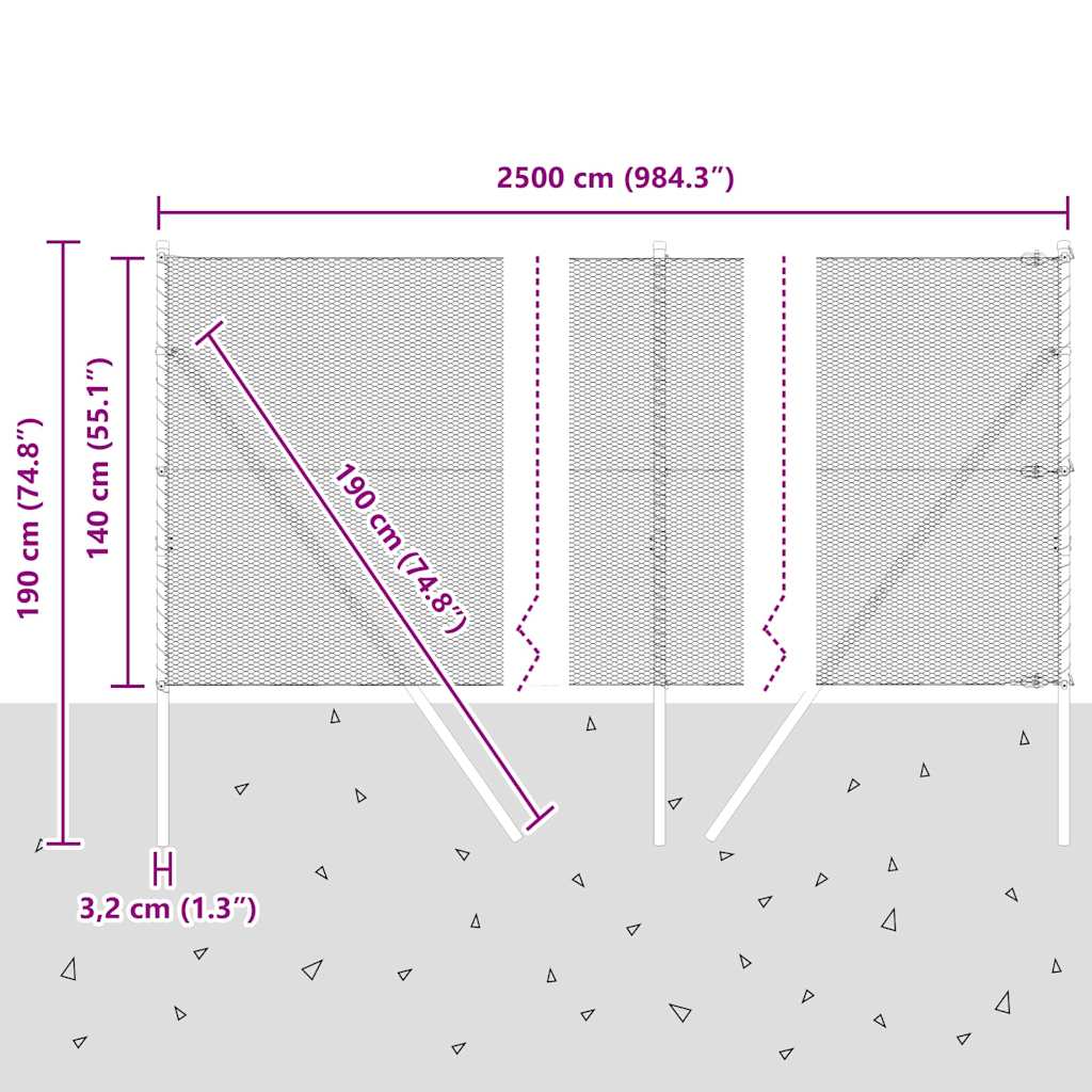 Ground Fix Geschweißter Drahtzaun 25 x 1,4 m (B x H)