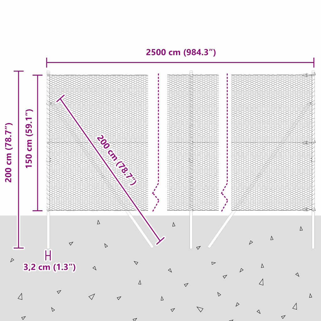 Ground Fix Geschweißter Drahtzaun 25 x 1,5 m (B x H)