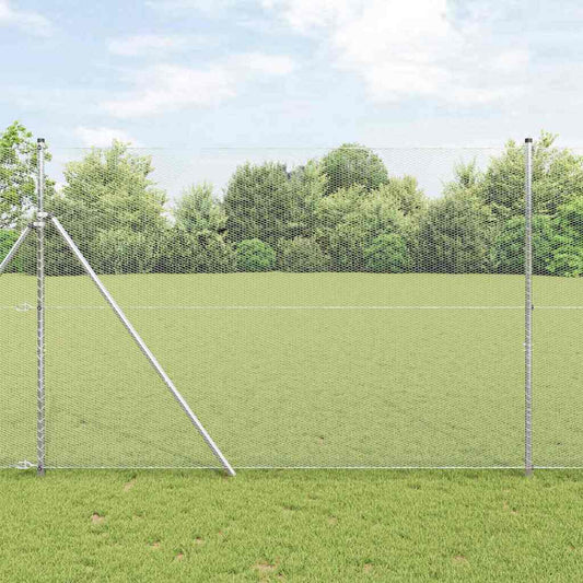 Bodenmontierter Sechseckzaun 50 x 1,5 m Verzinkter Stahl Silber