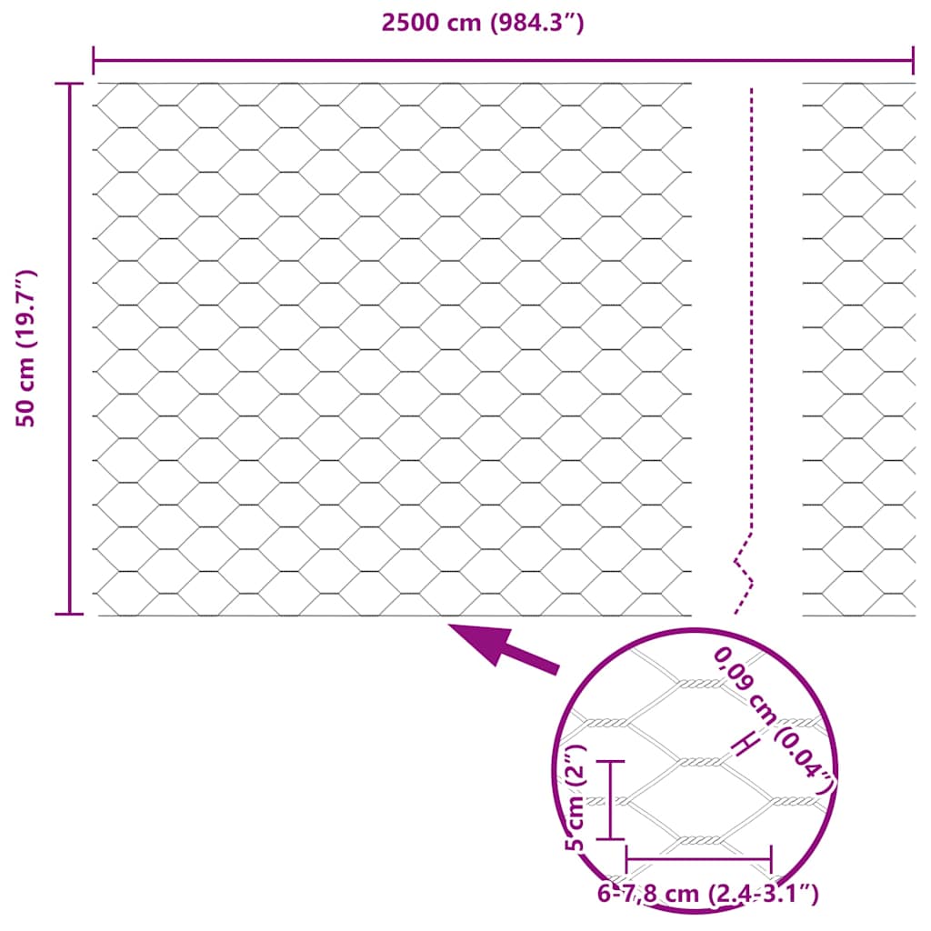 Schweißdrahtzaun mit Spikes 25 x 0,5 m (B x H)