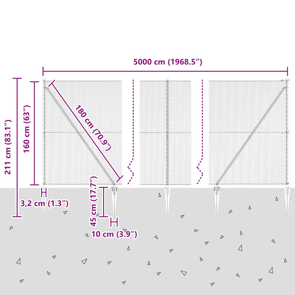 Schweißdrahtzaun mit Spikes 50 x 1,6 m (B x H)