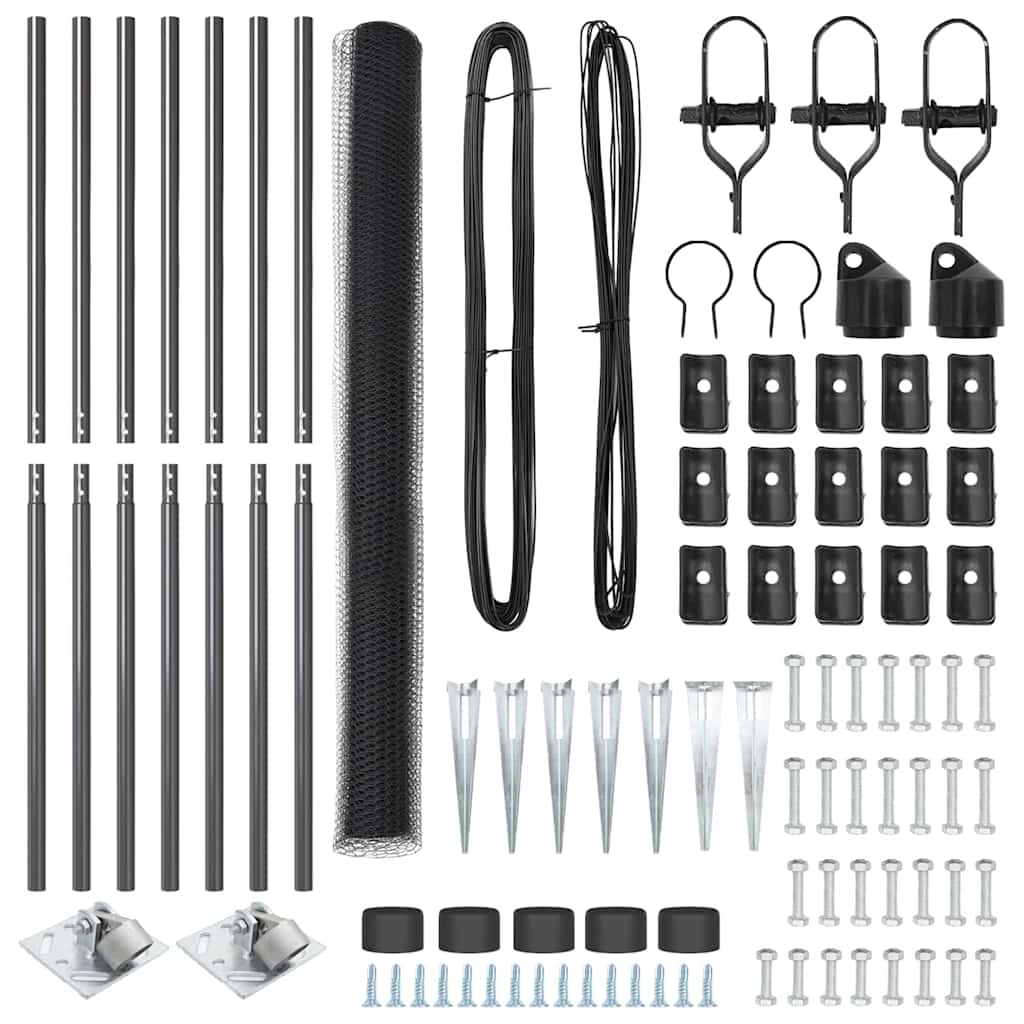 Sechseckzaun mit Pfosten 10 x 1,6 m PVC-beschichteter Stahl
