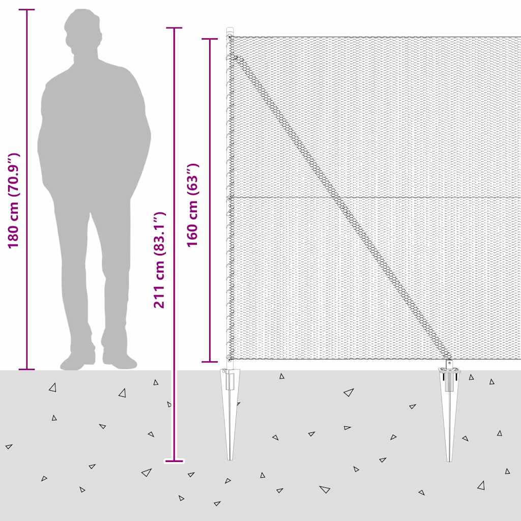 Sechseckzaun mit Pfosten 10 x 1,6 m PVC-beschichteter Stahl