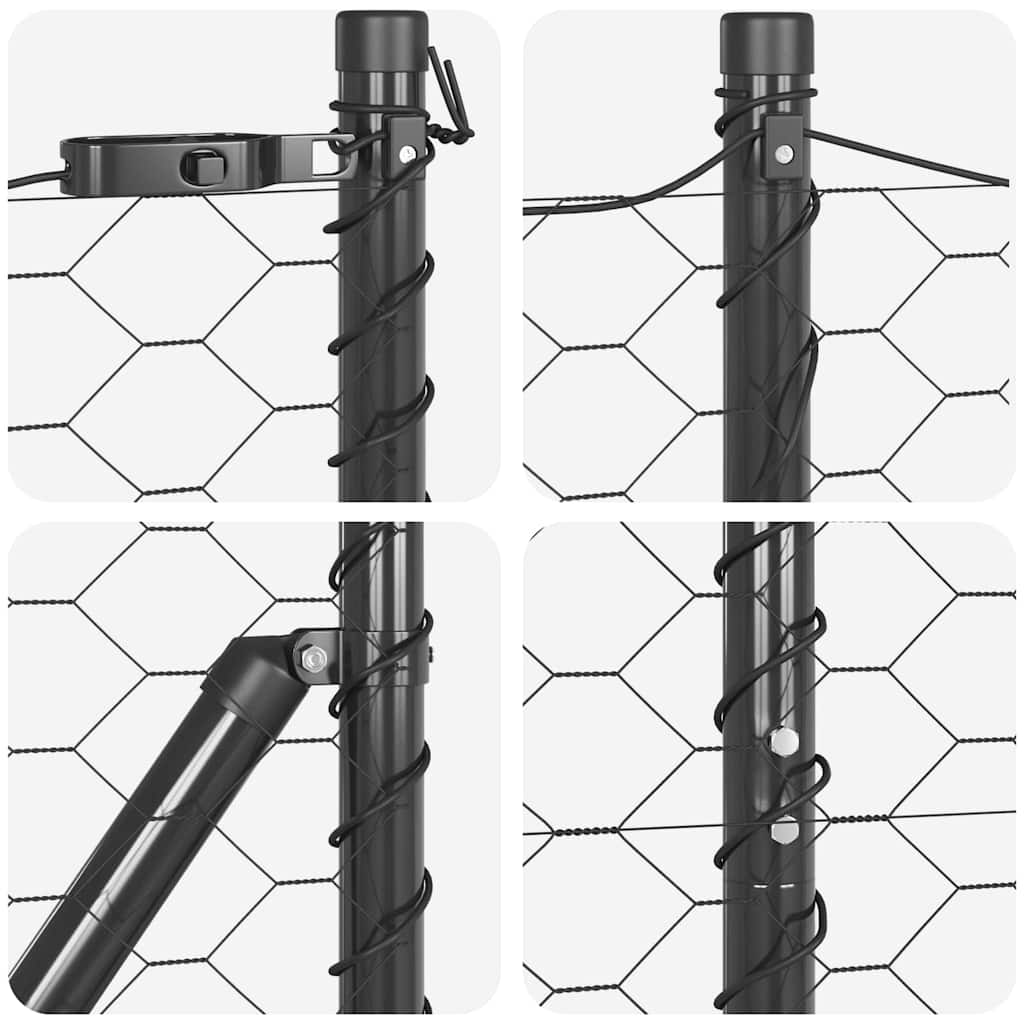 Sechseckzaun mit Pfosten 10 x 1,6 m PVC-beschichteter Stahl