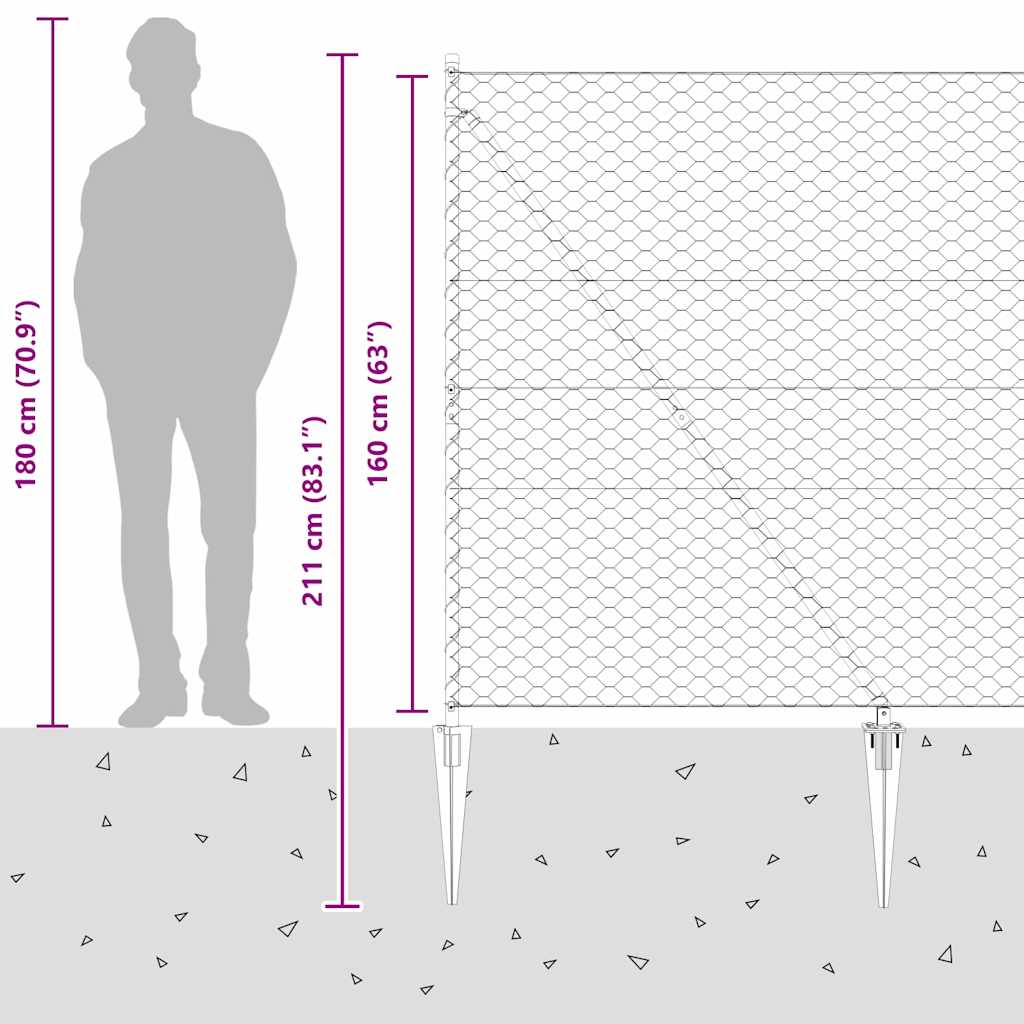 Sechseckzaun mit Pfosten 10 x 1,6 m PVC-beschichteter Stahl