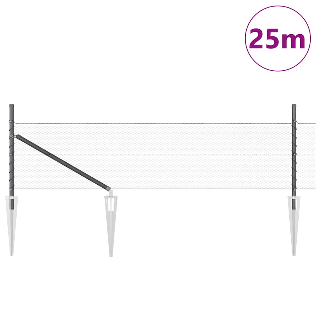 Sechseckzaun mit Pfosten 25 x 0,4 m PVC-beschichteter Stahl