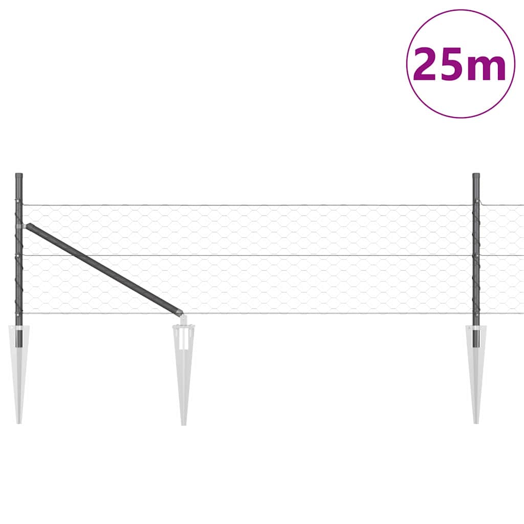 Schweißdrahtzaun mit Spikes 25 x 0,5 m (B x H)
