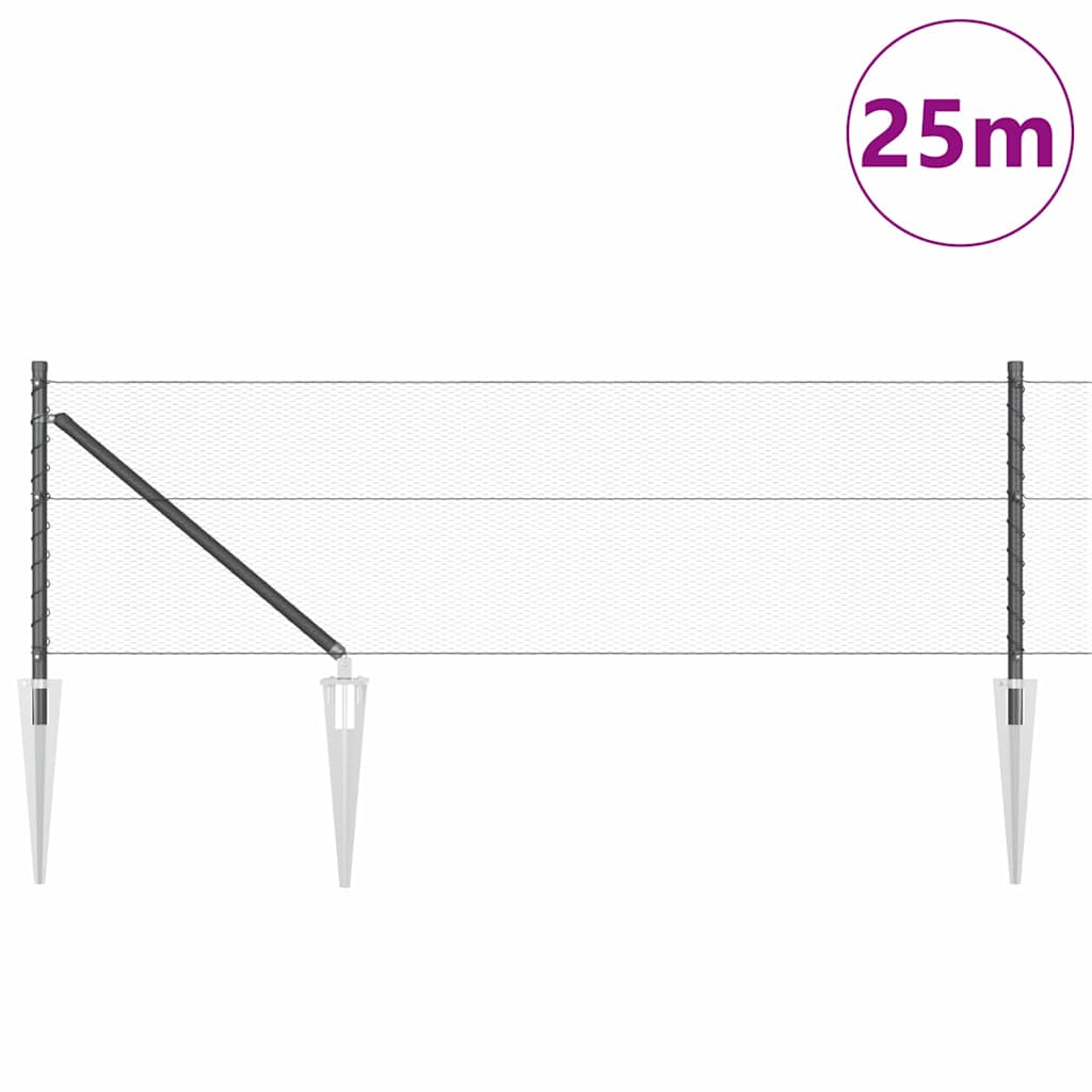 Sechseckzaun mit Pfosten 25 x 0,6 m PVC-beschichteter Stahl