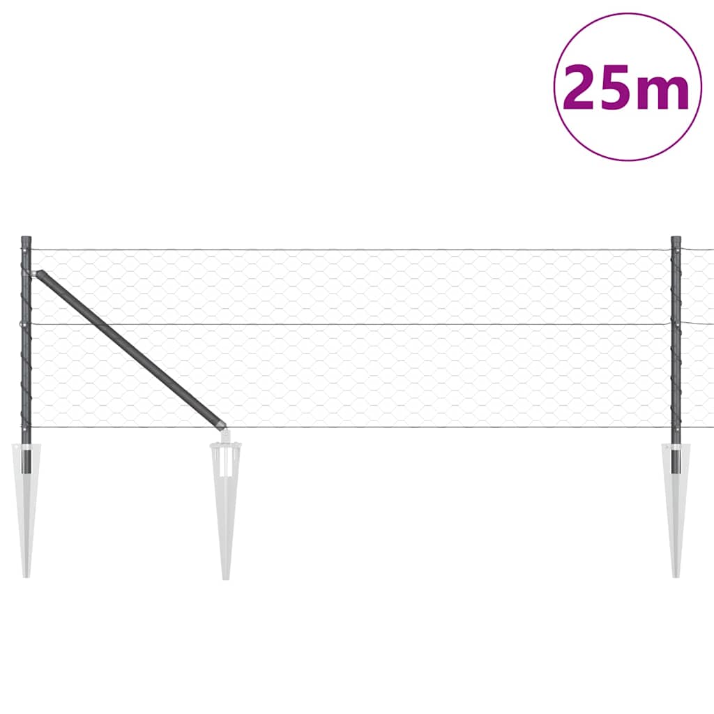 Schweißdrahtzaun mit Spikes 25 x 0,6 m (B x H)