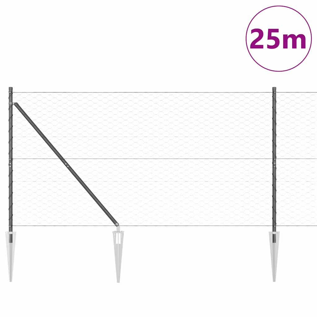 Schweißdrahtzaun mit Spikes 25 x 1,4 m (B x H)