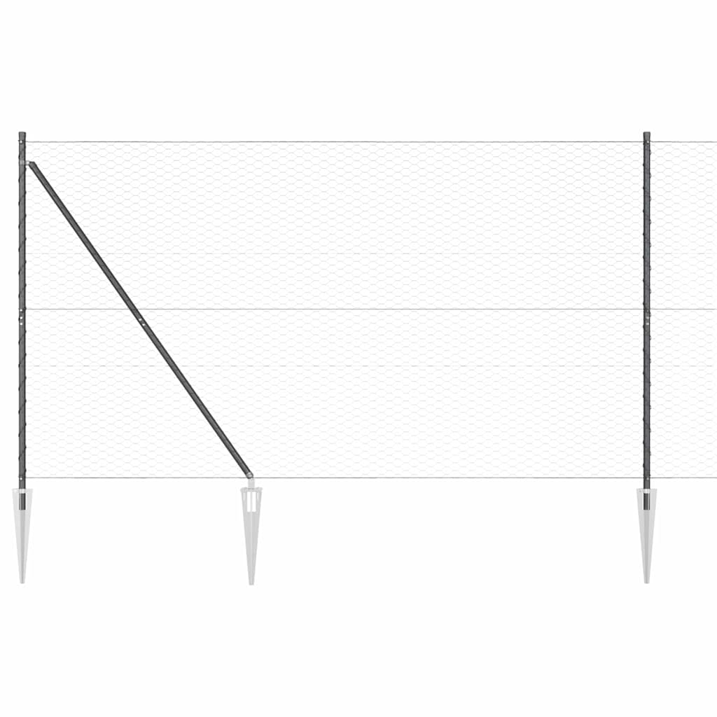 Sechseckzaun mit Pfosten 25 x 1,6 m PVC-beschichteter Stahl