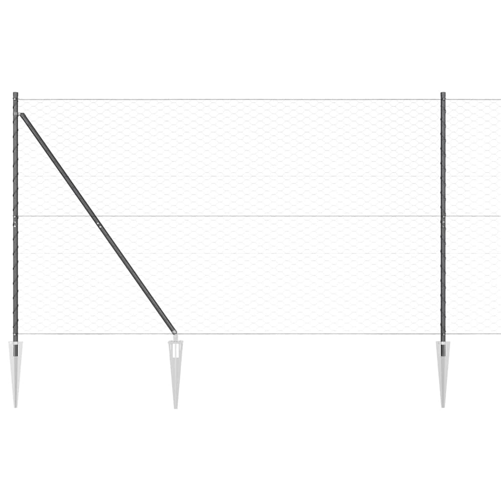 Sechseckzaun mit Pfosten 25 x 1,6 m PVC-beschichteter Stahl