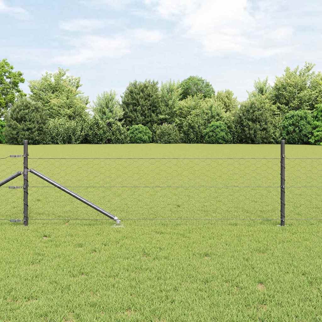 Sechseckzaun mit Pfosten 50 x 0,5 m PVC-beschichteter Stahl
